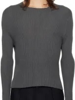 Rier Gray Round Neck Sweater In Castelrock Knit