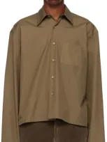 Rier Khaki Mini Shirt In Castoro Popeline