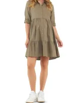 Ripe Maternity Adel Linen Blend Maternity Shirtdress In Olive