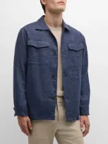 Rodd & Gunn Men's The Cascades Linen-wool Shirt Jacket In Bluestone