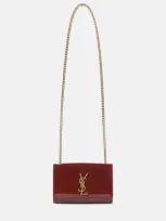 Saint Laurent Patent Leather Wallet On Chain In Burgundy