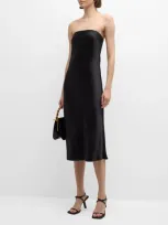 Salon 1884 + Net Sustain Linea Strapless Silk-satin Gown In Black