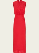 Saloni Fleur F Silk Dress In Hibiscus In Red