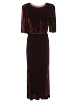 Saloni Vida Velvet Dress In Burgundy