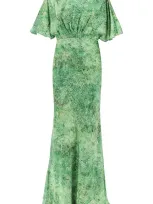 Saloni Winona Silk Maxi Dress In Green