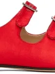 Sandy Liang Ssense Exclusive Red Mj Double Strap Ballerina Flats In 646 Red Satin