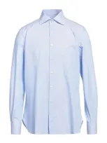 Sartorio Man Shirt Azure Size 16 Cotton In Blue