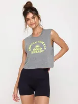 Spiritual Gangster Good Energy Callie Crop Tank In Gray