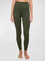 Spiritual Gangster Matte Shine Jacquard Seamless Legging In Green