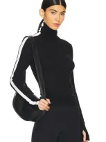 Splits59 Jackson Rib Full Length Turtleneck Top In Black & White