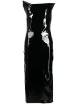 Sportmax High-shine Strapless Midi Dress In Black