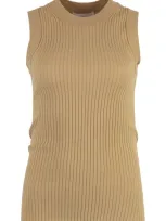 Sportmax Toledo Cotton Tank Top In Beige