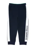 Stefano Ricci Kids' Logo Stripe Tracksuit Bottoms In Blue