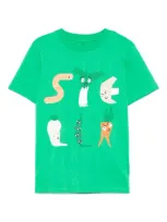 Stella Mccartney Kids' Farm Print Cotton T-shirt In Green