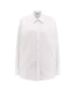 Stella Mccartney S-wave Silk Chiffon Tuxedo Shirt In Pure White