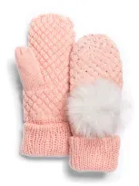 Surell Girls' Seed Stitch Mittens - Big Kid In Pink/nb