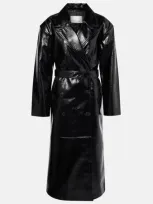 The Frankie Shop Black Tina Faux-leather Trench Coat In Schwarz