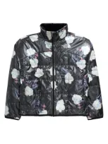 The North Face Kids' Shasta Reversible Jacket In Tnf Black Winter Flowers/foil