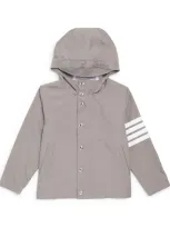 Thom Browne Kids' 4-bar Hooded Jacket In Grey