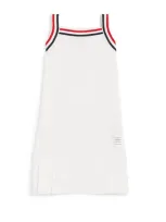 Thom Browne Kids' Cotton Pleated Tank Dress In White