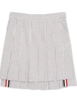 Thom Browne Kids' Striped Pleated Skirt In Grey