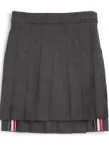 Thom Browne Kids' Wool Pleated Skirt In Grey