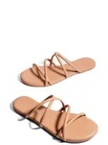 Tkees Sloan Leather Strappy Sandals In Beige