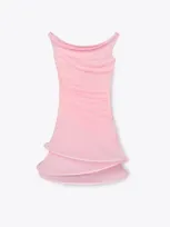 Tory Burch Tiered Hoop Jersey Minidress In Fluoro Pink