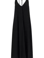 Totême Maxi Dress With T-strap Belt In Black