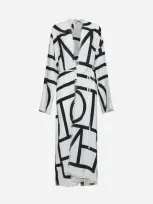 Totême Monogram Cotton Long Wrap Dress In Neutro