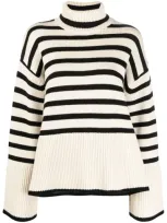 Totême Signature Stripe Turtleneck In Nude & Neutrals