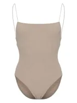 Totême Smocked Square-neck Swimsuit In 中性色