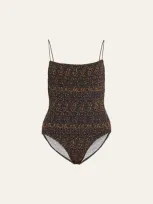 Totême Smocked Tortoiseshell One-piece Swimsuit In Tortoise Print P162