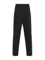 Totême Navy-blue Wool Double-pleated Tailored Pinstripe Trousers In Black