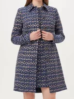 Trina Turk Asher Coat In Blue Multi In Grey