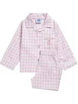 Trotters Kids' Cotton Check Margot Pyjama Set In Pink