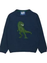 Trotters Kids' Deacon Dinosaur Sweater In Blue