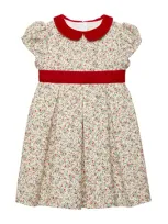 Trotters Kids' Floral Ruby Party Dress In Gold