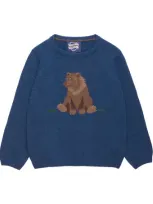 Trotters Kids' Grizzly Bear Sweater In Blue