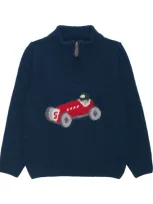 Trotters Kids' Henry Half-zip Sweater In Blue