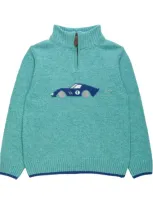 Trotters Kids' Sebastian Half-zip Sweater In Green