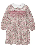 Trotters Kids' Smocked Floral Arabella Dress In Red