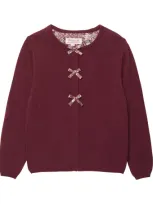 Trotters Kids' Strawberry Thief Bow Cardigan In Red