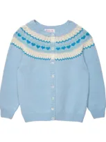 Trotters Kids' Wool-blend Fair Isle Natasha Cardigan In Blue