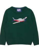 Trotters Kids' Wool-blend Plane Sweater In Green