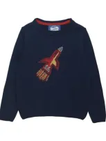 Trotters Kids' Wool-blend Rocket Sweater In Blue