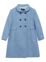 Trotters Kids' Wool Double-breasted Coat In Blue