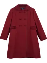 Trotters Kids' Wool Double-breasted Coat In Burgundy