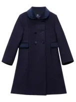 Trotters Kids' Wool Double-breasted Coat In Navy