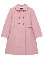 Trotters Kids' Wool Double-breasted Coat In Pink